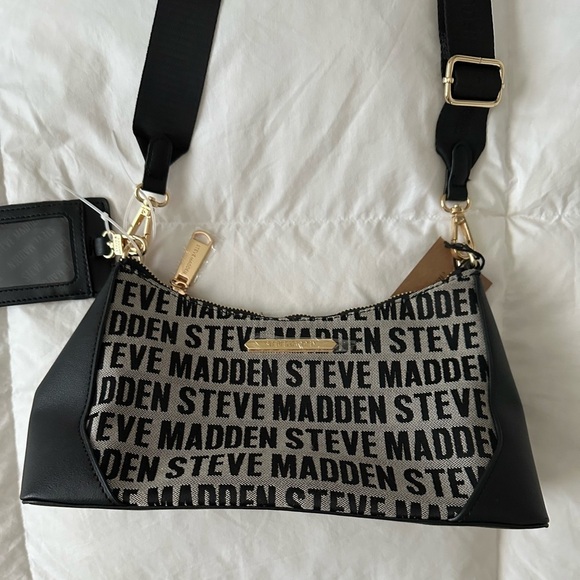NWT Steve Madden Bbllie Crossbody Bag Black Gray - Picture 2 of 11